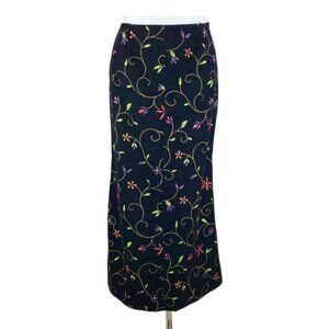 KENZO JEANS Floral Wool Blend Lined Midi Skirt EU 40